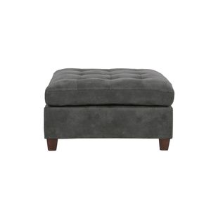 Cocktail Ottoman in stile grigio antico per soggiorno 1 pezzo cuscino gambe in legno pouf sedile in similpelle traspirante sgabelli ottomani - Product Image 3