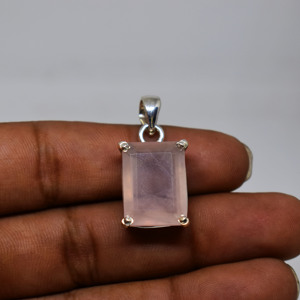 Wholesale Natural <b>Rose</b> <b>Quartz</b> Pendant 925 Sterling Silver Handmade Rectangular Pink Gemstone Pendant Vintage Crystal <b>Jewelry</b> - Product Image 1