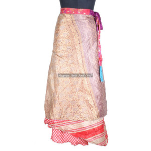 Nouvelle jupe de soirée // Jupe portefeuille réversible 2 couches pour adultes, jupe portefeuille indienne en soie multicouche - Product Image 3