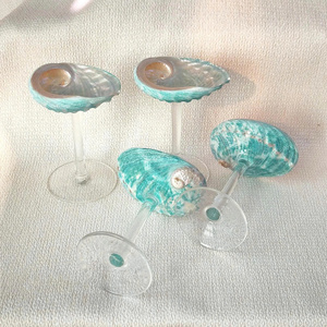 Verres à cocktail en coquillages faits à la main, design côtier, lot de 6, verrerie durable pour les soirées cocktail - Product Image 5