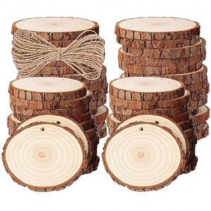 Tranches de bois de pin, 30 pièces, 6-7 cm, non finies, pré-percées, rondes, trou de 2,4-2,8 pouces, kit DIY, artisanat, décorations de Noël et sous-verres - Product Image 2