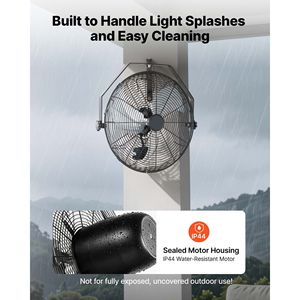 Ventilatore da Parete in Metallo da 18 Pollici con Protezione IP44, 3 Velocità, Lunga Distanza di Flusso d'Aria, Rotazione Regolabile, Tipo di Spina AU - Product Image 3