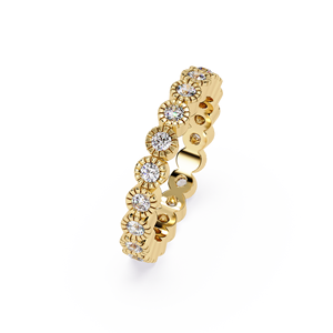 Bague de mariage unique en or jaune 14 carats avec diamants de laboratoire ronds sertis sur toute la surface, bijoux personnalisés, vente en gros directe usine - Product Image 5