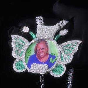 สร้อยคอจี้รูปภาพฮิปฮอปแบบดรอปชิปปิ้ง คุณภาพสูง เงินแท้ 925 ประดับเพชรโมอิสซาไนต์ - Product Image 1