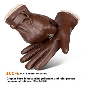 Gants décontractés en cuir pour hommes avec doublure en cachemire, thermiques, respirants, à séchage rapide, pour sports de plein air - Product Image 3