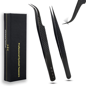 Pinzas para Extensión de Pestañas con Patrón Antideslizante, Punta de Fibra de Acero Inoxidable, Pinzas para Volumen de Pestañas, Logotipo Personalizado, Grado Profesional, Antiestáticas - Product Image 1
