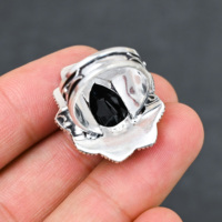 Bijoux de mariage et de fête faits à la main en argent sterling 925 avec onyx noir de laboratoire taille poire, très demandés
