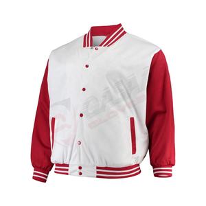 Alta calidad Blanked Design Poliéster Rojo-Color Manga Logotipo personalizado Béisbol Letterman Satin-Long Varsity Jacket - Product Image 3