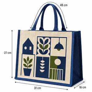 Sac de courses en toile de coton laminée imprimé sur mesure, sac de courses en jute, 31x27x16cm, réutilisable, sac de supermarché, vente en gros, fabricant OEM - Product Image 2