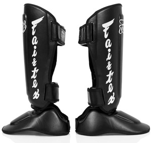 Precio al por mayor Nuevo estilo Protector de espinilla Fairtex de cuero PU negro para entrenamiento de kickboxing en todas las estaciones - Product Image 4