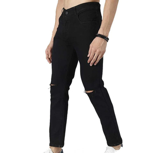 Pantalon en jean pour homme de haute qualité, couleur noire, coupe classique, tendance, respirant, pour adultes, style décontracté. - Product Image 3