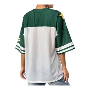 เสื้อยืดผู้หญิงสไตล์ Y2K ผ้าตาข่าย คอวี ทรงโอเวอร์ไซส์ แขนครึ่งตัว ระบายอากาศได้ดี ผลิตจากโพลีเอสเตอร์ 100% เสื้อยืดลำลองสไตล์สปอร์ต - Product Image 2