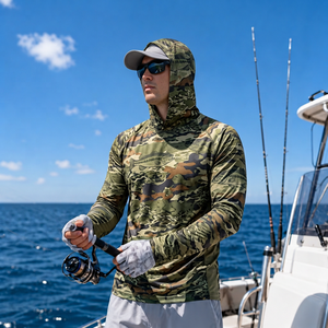 Private label UV masked fishing <b>shirt</b> stretch fishing <b>face</b> cover <b>shirt</b> fishing gaiter hoodie for outdoor retailers - Product Image 3