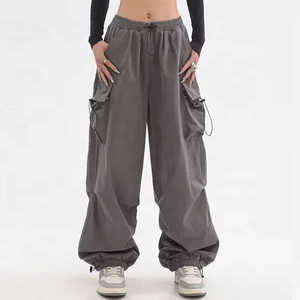 Pantalones Cargo Mujer Pantalones de chándal elásticos Joggers de cintura elástica Pantalones Cargo acampanados a prueba de viento para mujer - Product Image 1