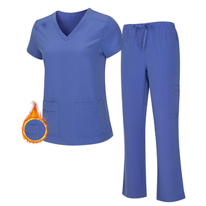 Women's Woven V-Neck Short-Sleeved <b>Scrub</b> Uniform Hospital Operating Room Nurse Doctor Workwear Washable Medical Overalls <b>Clothes</b> - Product Image 1