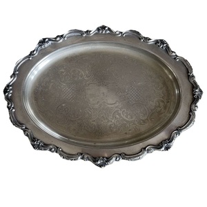Bandeja de Servicio Ovalada de Aluminio con Acabado Plateado, Bandeja para Servir Té y Café para el Hogar, Hoteles y Restaurantes - Product Image 1