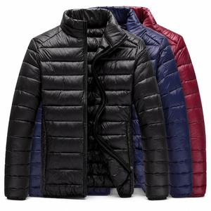 Custom Mens Quilted Puffer <b>Jacket</b> Stand Collar Full Zip Warm Padded Winter Coat Custom Logo Private Label Wholesale Manufacturer - Product Image 4