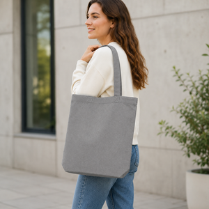 Sac fourre-tout en toile de coton recyclé avec poche intérieure 225 GSM Gris Sac de shopping promotionnel avec logo personnalisé Vente en gros OEM ODM Exportateur - Product Image 6