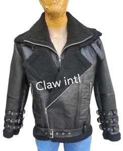 Chaqueta de Cuero con Forro de Piel de Oveja Reversible e Impermeable para Hombre, Talla Grande, con Cierre de Cremallera - Product Image 1