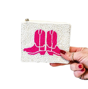 Monedero de algodón estilo bohemio para mujer, bordado con cuentas, hecho a mano en India, con patrones coloridos de cuentas de semillas y cierre de cremallera. - Product Image 3