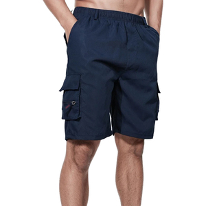 Shorts cargo gris clair pour homme, taille mi-haute, élastique, séchage rapide, tissu Oxford, décontractés, avec poches - Product Image 3