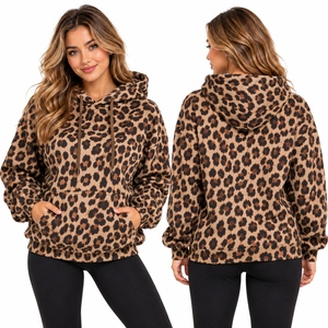 Sudadera con Capucha Personalizada con Estampado Animal para Mujer, Sudadera de Forro Polar Estampada Extra Grande, Sudadera Cálida de Invierno, Sudadera con Capucha con Diseño Personalizado para Mujer - Product Image 3