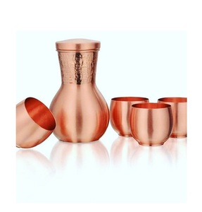 Copper <b>Drinkware</b> Set with Carafe and 4 Tumblers Solid Metal Vintage Style Reusable Party Use Adults - Product Image 1