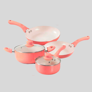 Juego de Utensilios de Cocina de Cerámica Antiadherente de 4 Piezas con Tapa de Vidrio, Apto para Lavavajillas, Apto para Inducción y Gas, Fabricado en Vietnam, OEM - Product Image 1