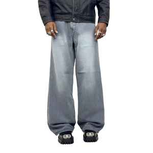 2026 Wholesale Custom own Design Straight Leg Denim Jeans Casual Streetwear Baggy Pants Unisex Oversized Loose Denim Jeans Pants - Product Image 6