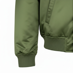 Blouson Bomber en Satin Vert Olive de Qualité Supérieure à Col Montant, Léger, Écologique et Coupe-Vent, Personnalisable - Product Image 4