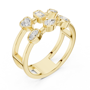 Luxury Yellow Gold Geometric Multi Shape Bezel <b>Set</b> Diamond <b>Ring</b> <b>for</b> <b>Women</b> Elegant Minimalist Stackable <b>Wedding</b> Anniversary Fine - Product Image 3