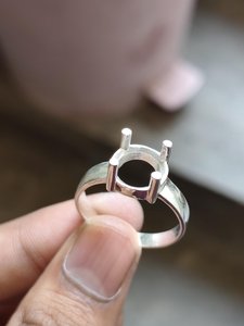 Bague solitaire semi-montée ronde de 10 mm en argent sterling 925 plaqué or 10 carats, avec sertissage vierge pour pierre précieuse, composant de bijoux pour femme - Product Image 6