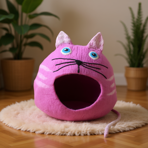 Casa para Gatos de Fieltro Rosa con Diseño Elegante, Adorable Jaula para Animales - Product Image 3