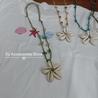 Kalung Kerang Laut Alami untuk Kegunaan Sehari-hari Gaya Bohemian dengan Tali Berhias Manik-manik Vietnam OEM/ODM Diterima