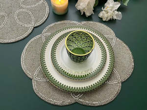 Handmade Beaded Placemat Geometric Pattern Bohemian Style Table <b>Mat</b> Decorative Charger <b>Plate</b> Washable Home Use - Product Image 2