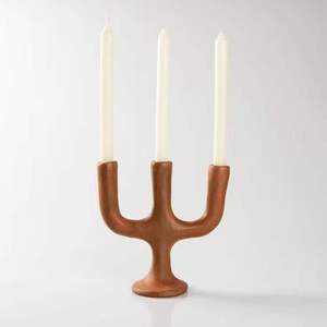 Bougeoir en bois à trois piliers fait à la main de l'exportateur indien pour les mariages fêtes de noël décor de table d'hôtel à domicile tarif de gros - Product Image 6