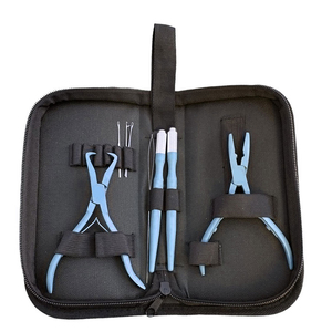 Professional Stainless Steel Eco-Friendly Hair Extension Tool Kit Micro Ring <b>Beads</b> Plier Pulling Hook <b>Needle</b> Loop Threader Set - Product Image 1