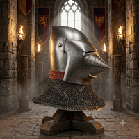 Casco Medieval con Diseño de Cara de Cerdo, Hecho a Mano, Armadura de Caballero de Metal, Usable, para Cosplay LARP, Réplica Histórica, Venta al Por Mayor