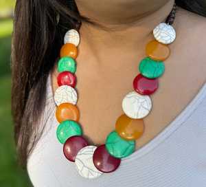 Women's Acrylic Resin <b>Beaded</b> Necklace Red <b>Blue</b> White Casual Party Jewelry Statement Piece - Product Image 5