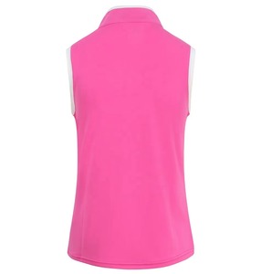Polo sin Mangas Rosa para Mujer, Color Sólido, Tejido de Punto, Transpirable, Estilo Casual, Largo Regular - Product Image 3