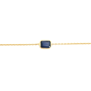 Colección Personalizada Hecha a Mano de Pulseras de Zafiro Azul Natural con Piedra Única en Oro Amarillo Real de 14K, Joyería Delicada Apilable - Product Image 3