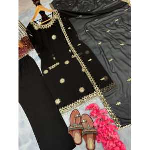 Conjunto de Fiesta con Top de Chifón y Dupatta de Diseño, Hermoso Look con Pantalones Plazzo - Product Image 3