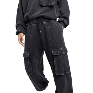 Trajes de chándal con capucha de lana de algodón pesado OEM para hombres, ropa de invierno informal de talla grande con patrón sólido lavado con ácido ecológico - Product Image 4