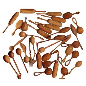 BEST SELLER BLUE LOTUS FARM Cuillère en bois vintage durable, résistante à la chaleur, lavable au lave-vaisselle, ustensiles de cuisine durables, naturels - Product Image 1