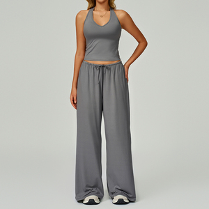 Conjunto Deportivo de 2 Piezas para Mujer, Camiseta sin Mangas y Pantalones Anchos, Conjuntos de Yoga para Gimnasio, Conjunto Informal para Descansar, Conjuntos Deportivos a Juego para Mujer, Conjuntos de Yoga para Fitness - Product Image 4