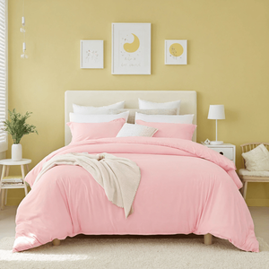 Set Copripiumino Oversize in Microfibra Traspirante Premium Rosa con Dettagli Bohémien, Estetica Fresca e Adorabile per Tutti i Generi - Product Image 1