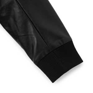 Blouson bomber en cuir PU noir pour homme, col montant, fermeture éclair, coupe décontractée, style automne - Product Image 4