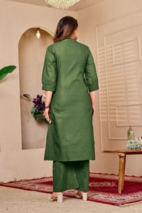 Kurti en voile de coton pur, ensemble Kurti et palazzo coupe trapèze, broderie au fil, ensemble de costume en coton pour femme, Kurti entièrement cousu, poche latérale - Product Image 2