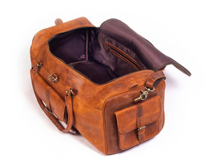 Fashion Waterproof Leather Duffle <b>Bag</b> Breathable <b>Travel</b> Gym <b>Weekend</b> Adjustable Shoulder Strap Carry Handles Leather Duffle <b>Bag</b> - Product Image 4