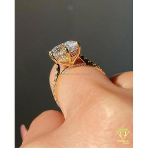 Luxury Round Cut Moissanite Diamond <b>Ring</b> 925 Sterling <b>Silver</b> Gold Plated <b>Solitaire</b> Engagement Jewelry For Women - Product Image 3